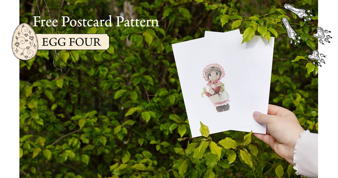 Easter Egg Four free postcard patterns hares bride costume